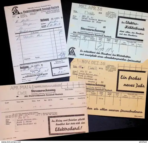 Elektricitätswerk Rostock , 1938-41 , mit Reklame , Walter Lange , alte Dokumente !!