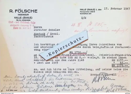 Fabrikdirektor Hans Schulze - Zuckerfabrik in Rostock , 1947 , R. Fölsche in Halle a. Saale !!