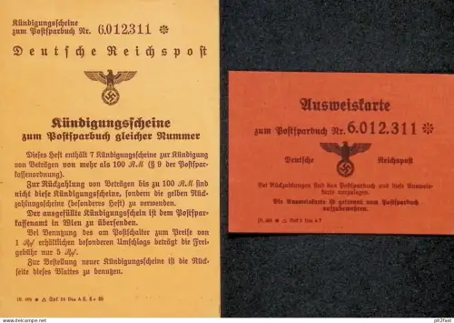 Deutsche Reichspost , 1940 , Kündigungsscheine mit Ausweis zum Sparbuch , Post !!