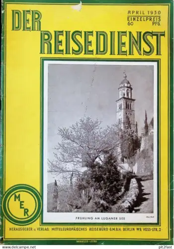 Der Reisedienst 1930 - Fliegerschule Rostock Warnemünde , Heinkel , Junkers , Flugzeuge , Hotels , Reklame , Werbung !!