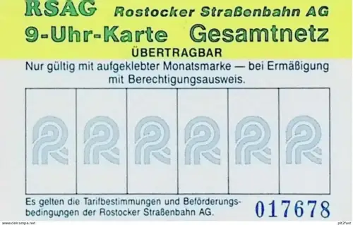Strassenbahn Rostock , 1991 , alte Monatskarte , Fahrkarte , RSAG , Rostocker Straßenbahn AG !!