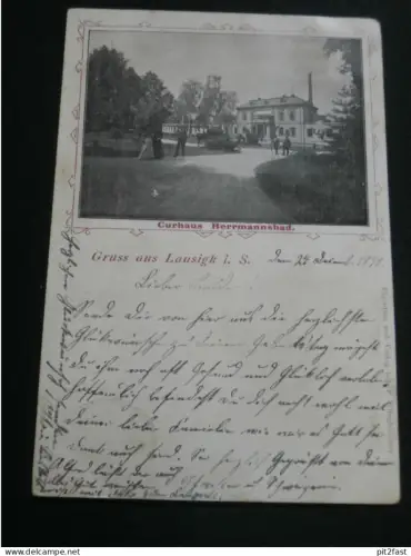 Lausigk / Bad Lausick , 1898 , Curhaus Herrmannsbad , Kaiserliches Patentamt , alte Ansichtskarte , AK , CPA !!