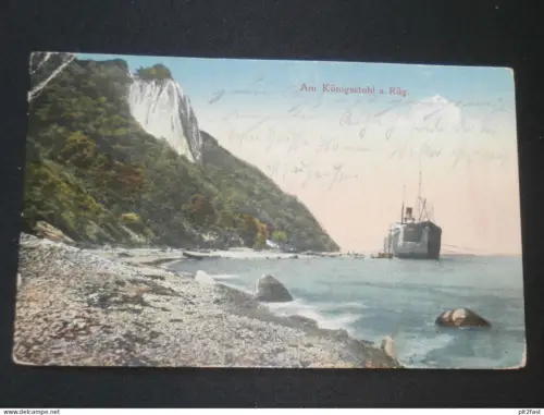 Am Königsstuhl auf Rügen , 1921 , Stempel Stubbenkammer , Dampfer , alte Ansichtskarte , AK , CPA !!