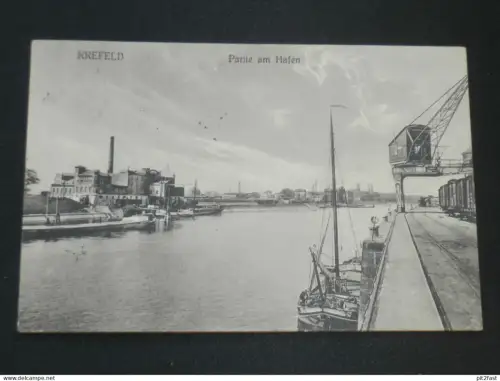 Crefeld / Krefeld am Hafen , 1916 , Krananlagen , Boote , alte Ansichtskarte , AK , CPA !!