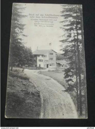 Schöffenhaus beim Schwalbenstein , 1918 , Bahnpost Elgersburg , Stempel !! , alte Ansichtskarte , AK , CPA !