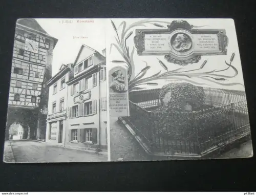 Konstanz a. Bodensee , 1912 , Hus Haus und Denkmal , alte Ansichtskarte , AK , CPA !