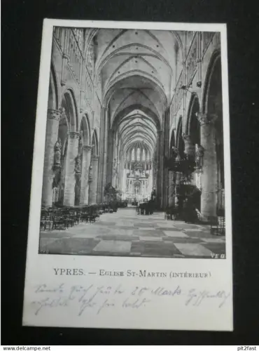 Ypres / Ypern , 1915 , Stempel !! III. Batt. , Taubenbach Bayern , Kirche ,  alte Ansichtskarte , AK , CPA !