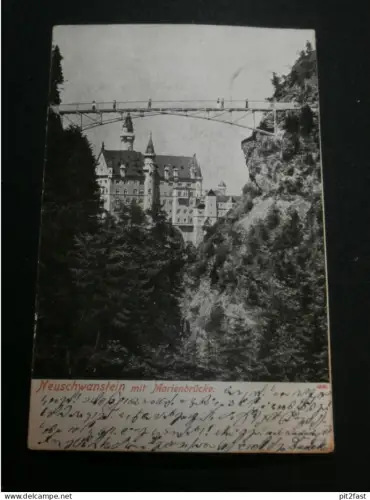 Neuschwanstein mit Marienbrücke , 1910 , Schwangau , alte Ansichtskarte , AK , CPA !