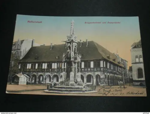 Halberstadt - Kriegerdenkmal und Probstei , 1915 , Feldpost , alte Ansichtskarte , AK , CPA !