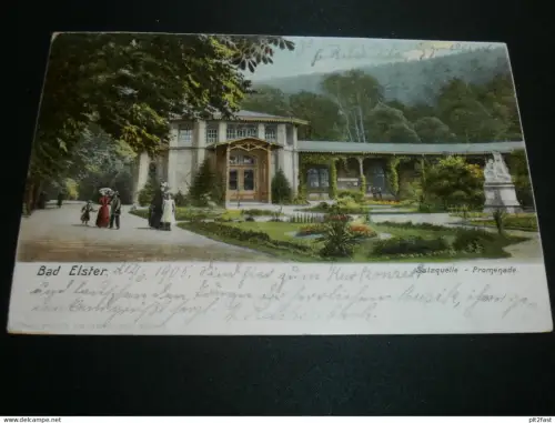 Bad Elster - Salzquelle - Promenade , 1905 , Bahnpost , alte Ansichtskarte , AK , CPA !