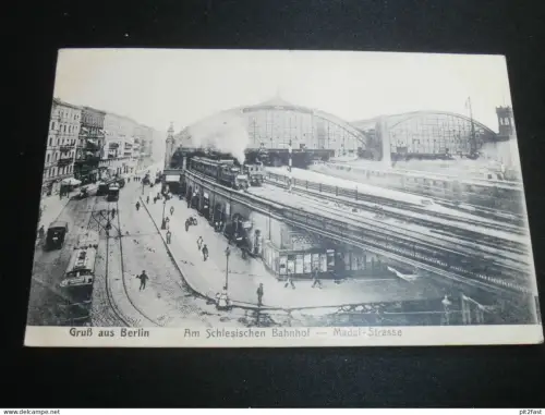Berlin - Schlesischer Bahnhof - Madai Strasse , 1911 , Eisenbahn , alte Ansichtskarte , AK , CPA !