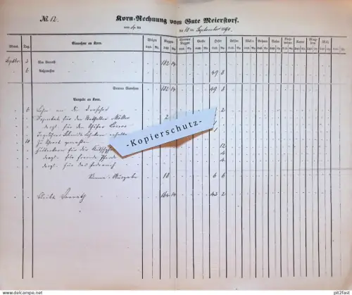 Korn-Rechnung vom Gut Meierstorf i. Mecklenburg , 1870 , Baron von Treuenfels , Marnitz , Grabow , Upahl , Ziegendorf !!