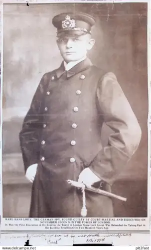 Spion - Karl Hans Lody , 1914 , Madras / London , Kreuzer Emden , Angriff , Marine Hinrichtung großer Zeitungsausschnitt