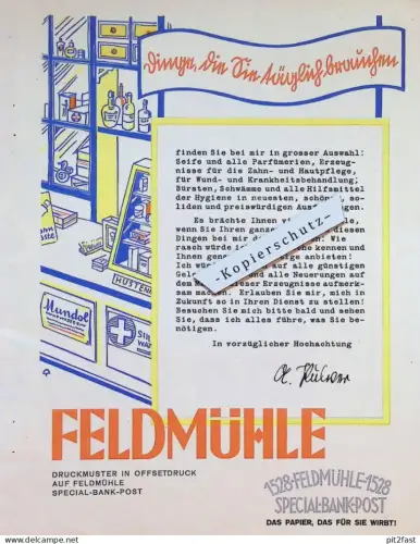 Feldmühle Stettin , 1528 - Special-Bank-Post , Pommern , Reklame / Werbung , Buchdruck , Druckerei , Papierfabrik !!