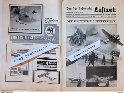 Deutsche Luftwacht - 1934 - Lufthansa , Junkers , Ernst Heinkel - Rostock , Ballon , Luftpost , Riga , Rewal !!