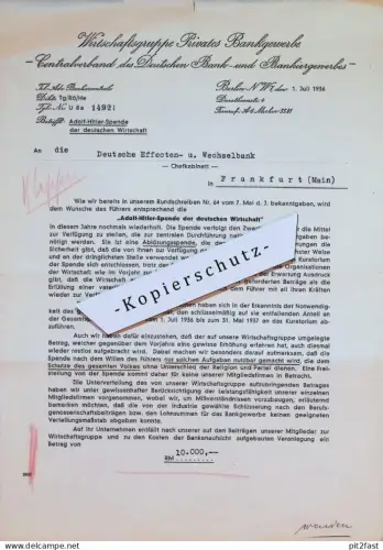 Deutsche Effecten- und Wechselbank , 1936 , Adolf Hitler Spende der deutschen Wirtschaft , 10000 RM , Deutsche Bank !!