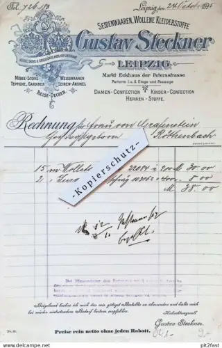 Seidenwaren - Gustav Steckner in Leipzig , 1896 , Rittergut von Grafenstein in Röthenbach , altes Dokument !!