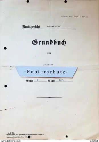 Grundbuch - Luckau , 1942 , Büdnerei Bornsdorf b. Heideblick , Weißack , Kirchweyhe b. Bremen , Hypothek , G. Grassmann