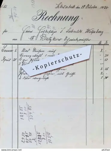 Schmiedemeister - F. Rietzkow in Kösterbeck b. Roggentin  , 1934 , Gutsbesitzer Schuldt in Wolfsberg i. Mecklenburg !!