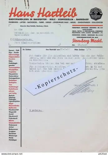 Baustoffe - Hans Hartleib in Sternberg , 1946 , Grenzstein , Bauernhilfe Bülow - Badegow , Kladrum - Zölkow , Dokument !
