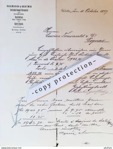 Brennerei und Destillation - Dramburg & Hertwig in Stettin , 1887, Lucien Foucauld & Co - Cognac in France , Paris  Wein