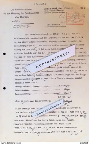 Reichskommissar für Ablösung der Reichsanleihen , 1926 , Berlin , Anleihe , Anlbert Polz , Berlin , altes Dokument !!