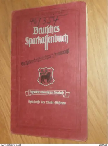 altes Sparbuch Güstrow , 1941 - 1945 , Ella Sternberg geb. Bengelsdorf in Vogelsang i. Mecklenburg , Sparkasse , Bank