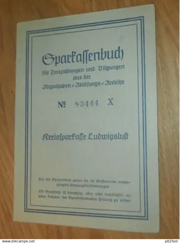 altes Sparbuch Ludwigslust , 1952 , Martha Nowarre in Ludwigslust i. Mecklenburg , Sparkasse , Bank