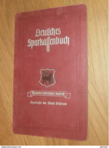 altes Sparbuch Güstrow , 1940 - 1945 , Lotte Schmidt in Güstrow i. Mecklenburg , Sparkasse , Bank