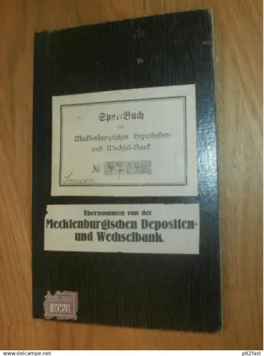 altes Sparbuch Schwerin , 1915 - 1922 , Luise Wichmann in Gnoien i. Mecklenburg , Sparkasse , Bank