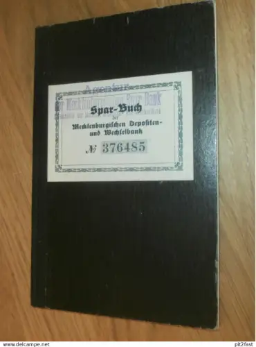 altes Sparbuch Schwerin , 1931 , Liselotte Baumann in Groß Grenz b. Bröbberow i. Mecklenburg , Sparkasse , Bank