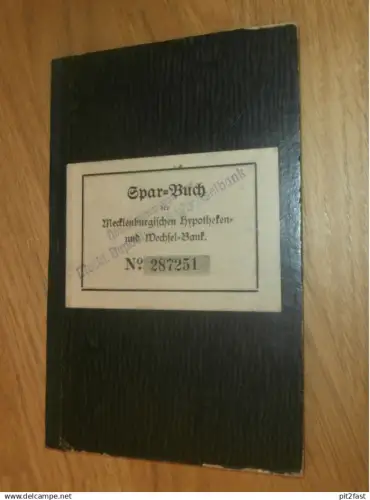 altes Sparbuch Rostock , 1921 - 1922 , Friederike Lau geb. Klinckmann in Kavelstorf i. Mecklenburg , Sparkasse , Bank !!