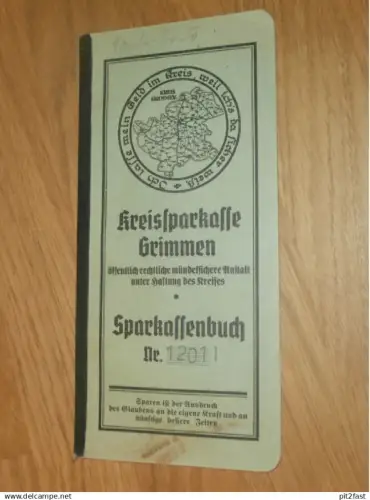 altes Sparbuch Grimmen , 1941 - 1945 , Käthe Rossow in Grimmen i. Mecklenburg , Sparkasse , Bank !!