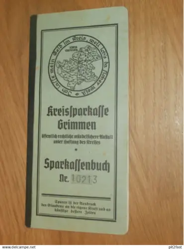 altes Sparbuch Grimmen , 1938 - 1944 , Richard Glawe in Vielitz / Vielitzsee , Mecklenburg , Sparkasse , Bank !!