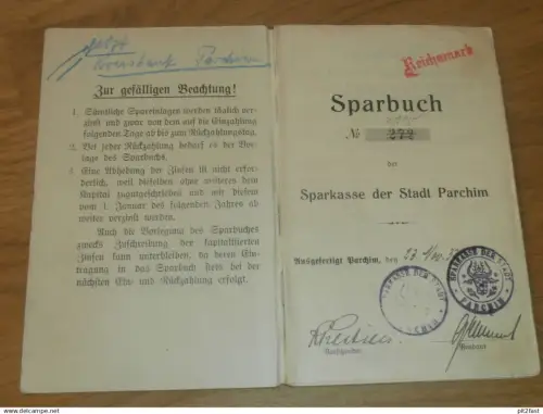 altes Sparbuch Parchim , 1933 - 1945 , Adele Ritzmann in Parchim i. Mecklenburg , Sparkasse , Bank !!