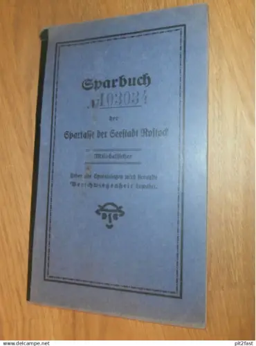 altes Sparbuch Rostock , 1935 - 1943 , Peter Walsmann in Rostock i. Mecklenburg , Sparkasse , Bank !!