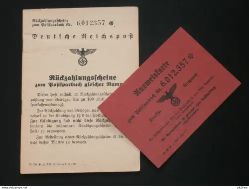 Deutsche Reichspost , 1939 , Kündigungsscheine mit Ausweis zum Sparbuch , Post !!