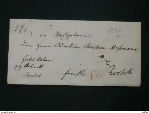 Christian Maßmann in Rostock i. Mecklenburg , Stempel Bützow , Vorphilatelie , Brief , Advokat !!