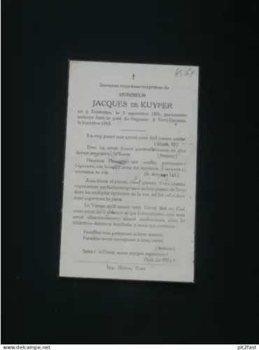 Jacques de Kuyper , 1874 - 1945 , Sterbebild / Andenkbild , Grez-Doiceau , Rotterdam , !!!