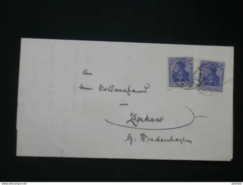 Ortsvorstand in Zepkow b. Röbel i. Mecklenburg , 1920 ,  Büdner Otto Maacks , Eldetal , alter Brief !!!