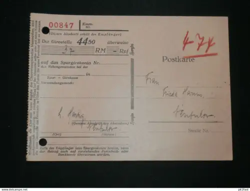 Sparkasse Neubukow i. Mecklenburg , 1935 , Bank , Scheck , Postkarte !!!