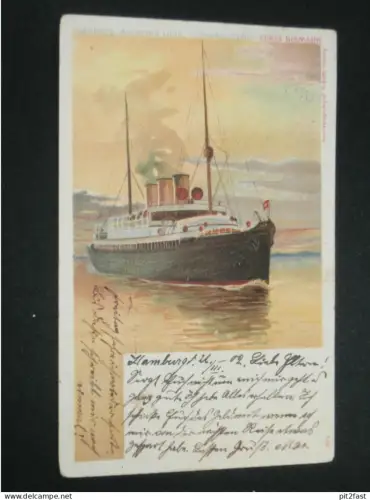 Schnelldampfer Fürst Bismark , 1902 , Schiff , Schiffe , Dampfer , Marine , alte Ansichtskarte , AK , CPA