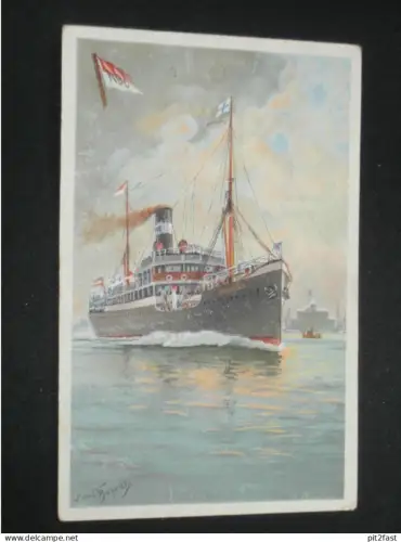 Dampfer Preussen in Stettin , ca. 1905 , Schiff , Schiffe , Dampfer , Marine , alte Ansichtskarte , AK , CPA