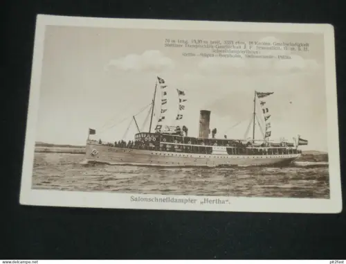 Salon-Schnelldampfer HERTHA , 1923 , Stempel !! , Schiff , Schiffe , Dampfer , Marine , alte Ansichtskarte , AK , CPA