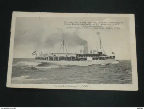 Salon-Schnelldampfer ODIN ,1927 , Stettin - Pillau , Schiff , Schiffe , Dampfer , Marine , alte Ansichtskarte , AK , CPA