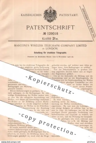 original Patent - Marconi's Wireless Telegraph Comp. Ltd. London , England | 1900 | Schaltung für drahtlose Telegraphie