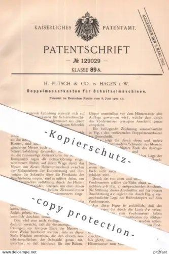 original Patent - H. Putsch & Co. Hagen Westf. | 1900 | Doppelmesserkasten für Schnitzelmaschine | Rüben Schneidmaschine