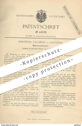 original Patent - Eisenwerke Gaggenau 1888 | Magnesiumlampe | Magnesium - Lampe | Lampen , Brenner , Licht , Beleuchtung