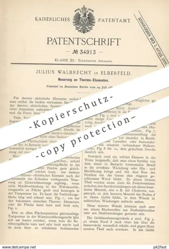 original Patent - Julius Walbrecht , Elberfeld , 1885 , Thermo - Elemente | Elektrik , Elektriker , Strom , Wärme !!!