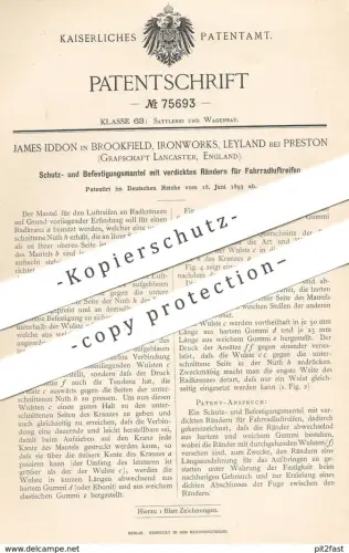 original Patent - James Iddon , Brookfield , Ironworks , Leyland / Preston , Lancaster , England 1893 | Fahrrad - Reifen